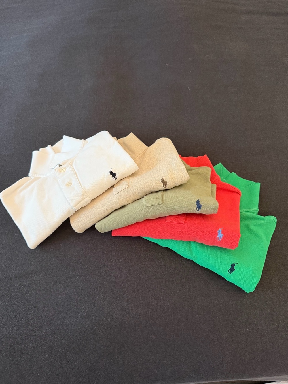 Ralph Lauren Polo Shirts in White, Beige, Olive, Red, Green - Bundle of 5 - S